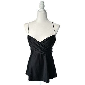 Diane Von Furstenberg black silk cami top with tie summer classic luxury size 10